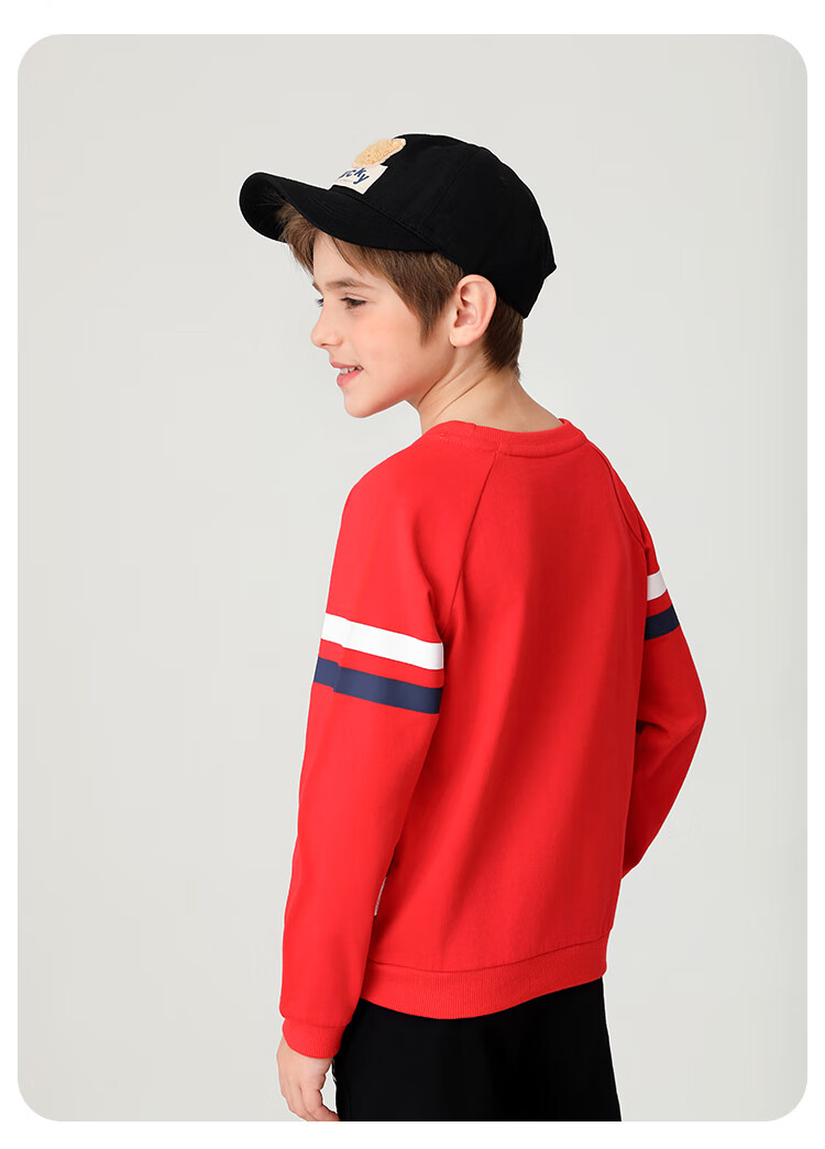 Classic Teddy Children's Sweatshirt, Boys And Girls Round Neck Top, for Older Kids, Autumn Wear, Navy Blue, Size 130 10