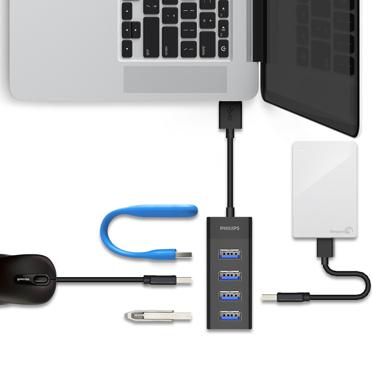 PHILIPS USB3.0 Hub Expansion Dock High-Speed 4-Port Hub Splitter Adapter for Laptops And Desktop Computers with Power Supply Port, 1.5 Meters 7