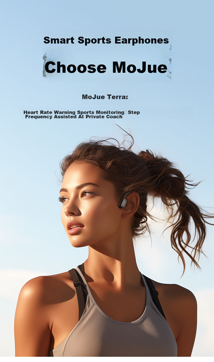 MOJAWA Terra Bone Conduction Bluetooth Headphones, Non-In Swimming Waterproof, Heart Rate Monitoring, Warning AI, Private Coaching, Marathon Running Cycling, Long Battery Life Sports Headphones, Starry Blue 1