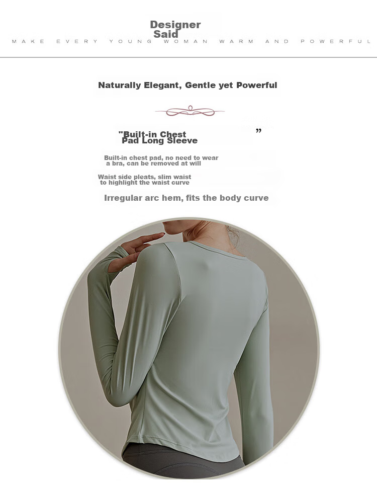 XUEXIMAN Yoga Top for Women with Built-In Bra Pads, Slim-Fit, Slimming, Spring And Autumn Sports Top, Long-Sleeve T-Shirt, Professional Running And Fitness Wear 2