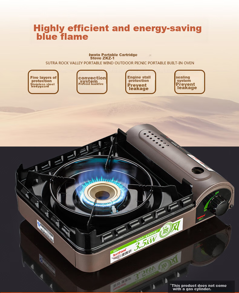 Iwatani Portable Cassette Stove, Outdoor Windproof Camping Gas Stove, Hot Pot Cooker, ZKZ-2F + Double-Sided Hot Pot Set 2