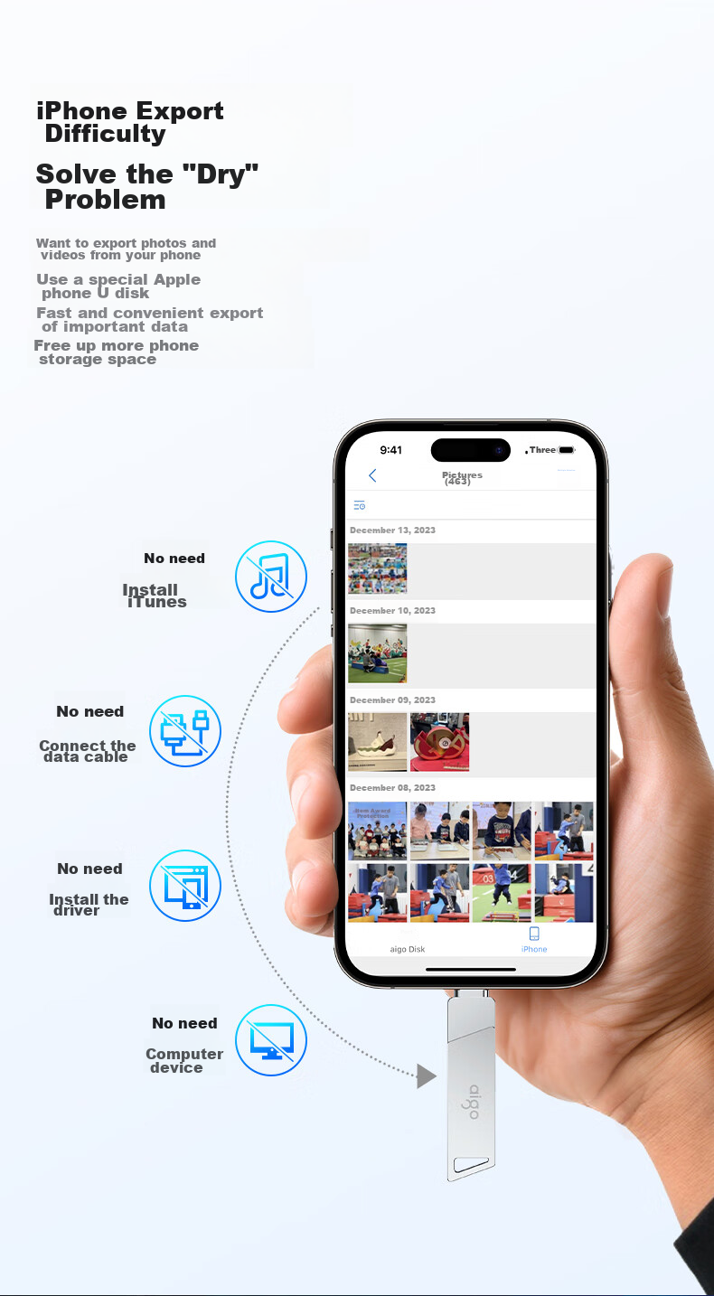 Aigo 256GB Lightning USB3.0 Apple Flash Drive U368 Compatible with IPhone 14/iPad 9 And Earlier Models, Dual-Use for Phones And Computers 3