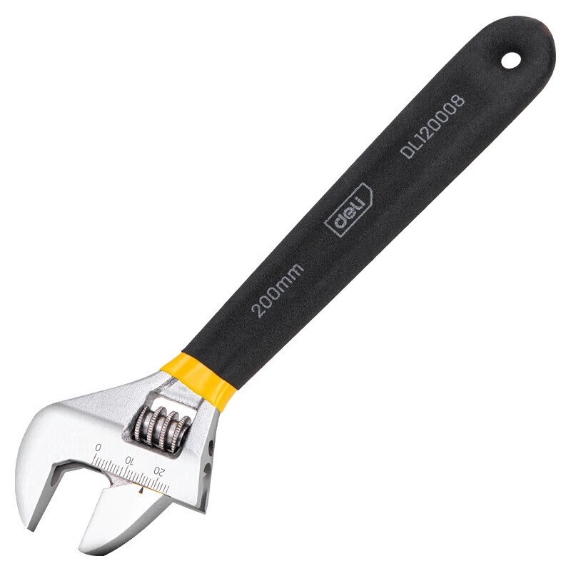 Deli Tool Plastic Handle Adjustable Wrench 8-inch DL120008 (Random Shipment of New and Old Versions)