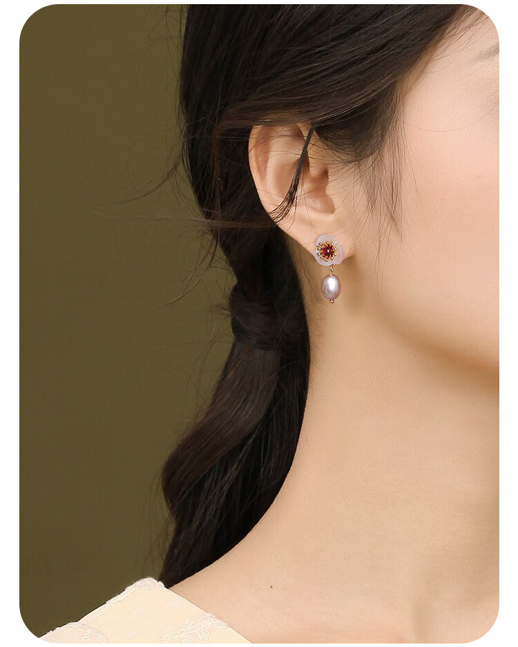 Fenghuangniepan Freshwater Pearl Earrings for Women, Elegant Stud Earrings with Niche Design, Earrings for Girlfriend's Birthday Gift 11