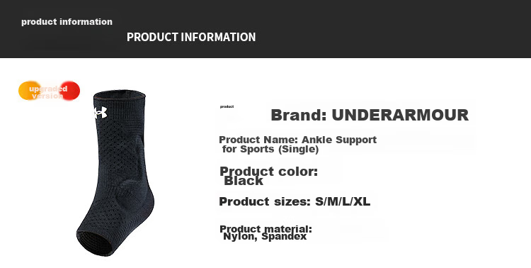 Under Armour Ankle Support Brace, Sports Warmth, Knee Joint Fixation Splint, Ankle Protector for Men And Women, Anti-Sprain Foot Guard, Black M 2