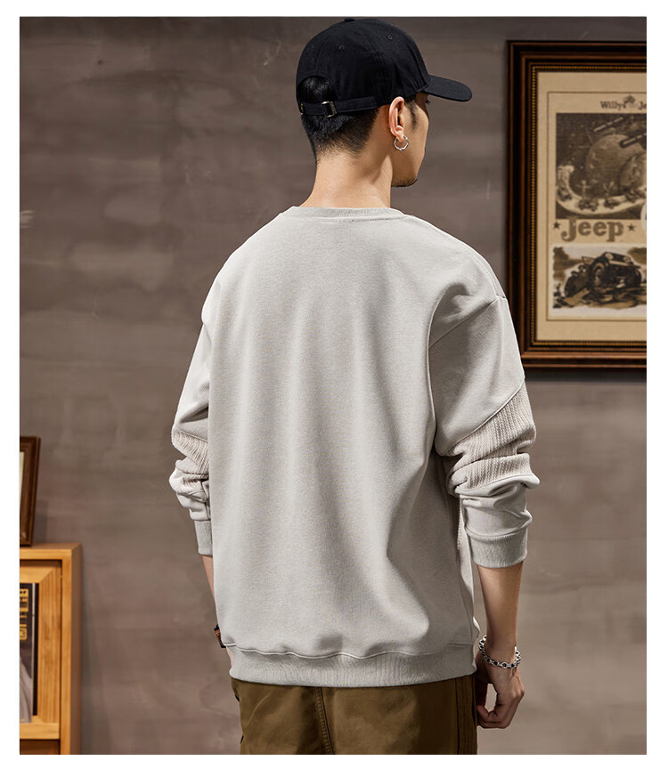 JEEP Heavyweight High-End Sweatshirt for Men, Spring And Autumn 2026, Loose-Fitting Trendy Sweatshirt, Casual Men's Sportswear, Long-Sleeve Top 4
