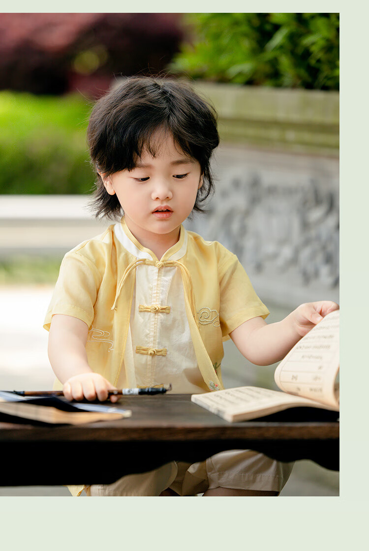 Menghu Xishan Hanfu Boys' 2026 New Tang Suit, Chinese Style New Children's Outfit, Green Top, Size 90 2