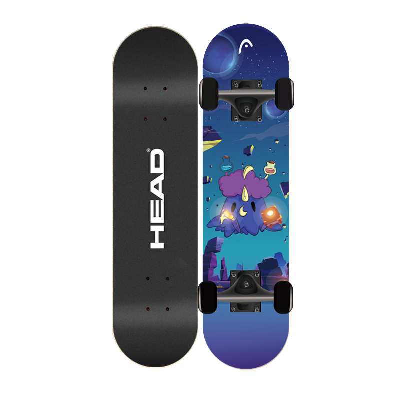 HEAD Children's Skateboard for Beginners, Four-Wheel Light-Up Double-Warped Skateboard for Boys And Girls Aged 3-9, Professional Entry-Level Skateboard, Magic Planet