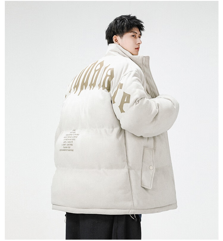 Dingfengbaoluo Suede Velvet Cotton Padded Men's Winter Warm Jacket Fashion Stand Collar Thickened Puffer Coat DFM20 Black 5XL 2