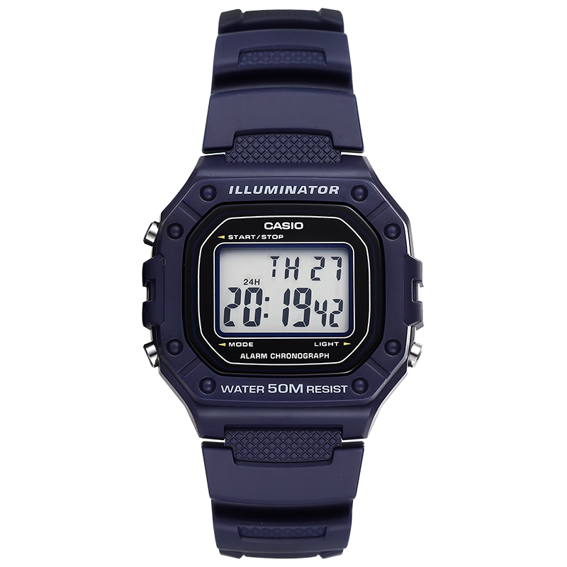 Casio W-218H Men's Watch, Retro Small Square Sports Waterproof Student Watch for Men And Women, F91W Series