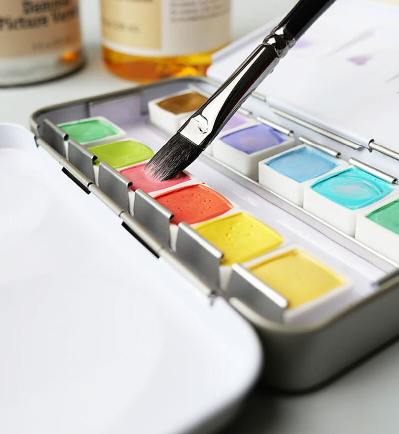 MAIRTINI Black Flat-Top Watercolor Brushes, Squirrel Hair Brushes for Acrylic Paint And Oil Painting, Set of 3 Combination Pack Q728 8