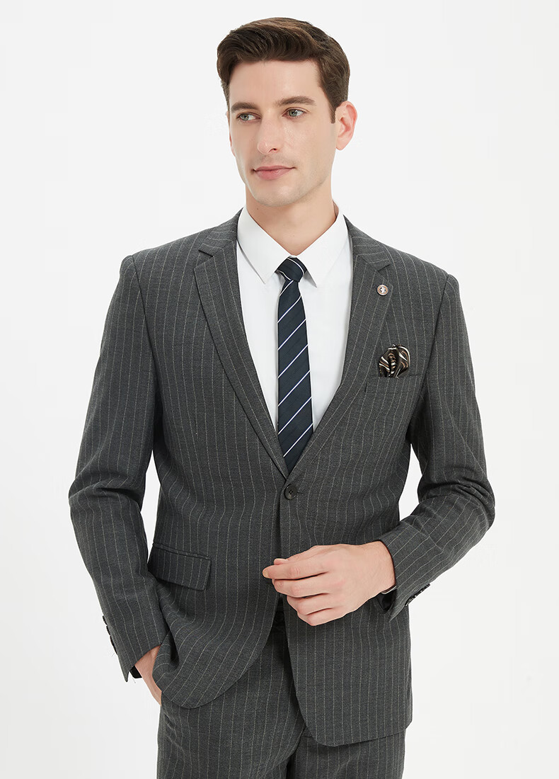FIRS Suit Set for Men, Slim Fit Professional Formal Suit Set, Business Casual Striped Groom Wedding Suit, Men's Clothing 8