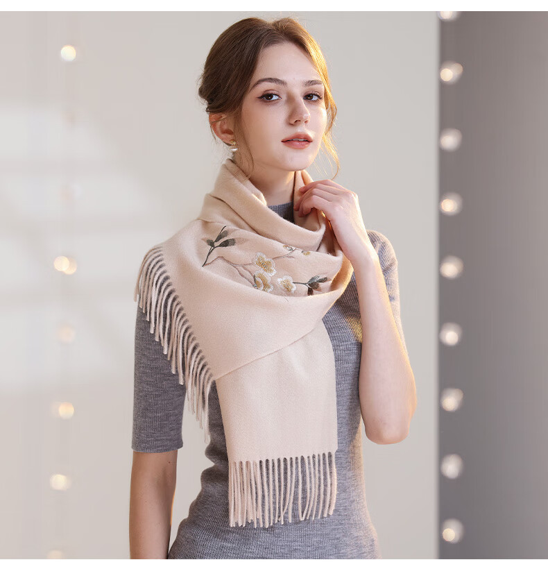 Hangsifu Pure Wool Embroidered Scarf, Neck Warmer, Outer Wrap Shawl, Autumn And Winter Warm Cloak, Birthday Gift Box for Mothers And Wome 3