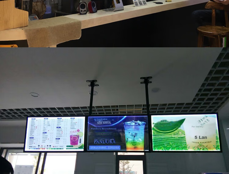Yizhigu TV Multi-Screen Mount, Compatible with 32/40/43 Inch, Universal Double-Double Dual-Rod Ceiling Mount, Customizable Hanging Bracket for Bubble Tea Shops, Supermarkets, And Airports 8