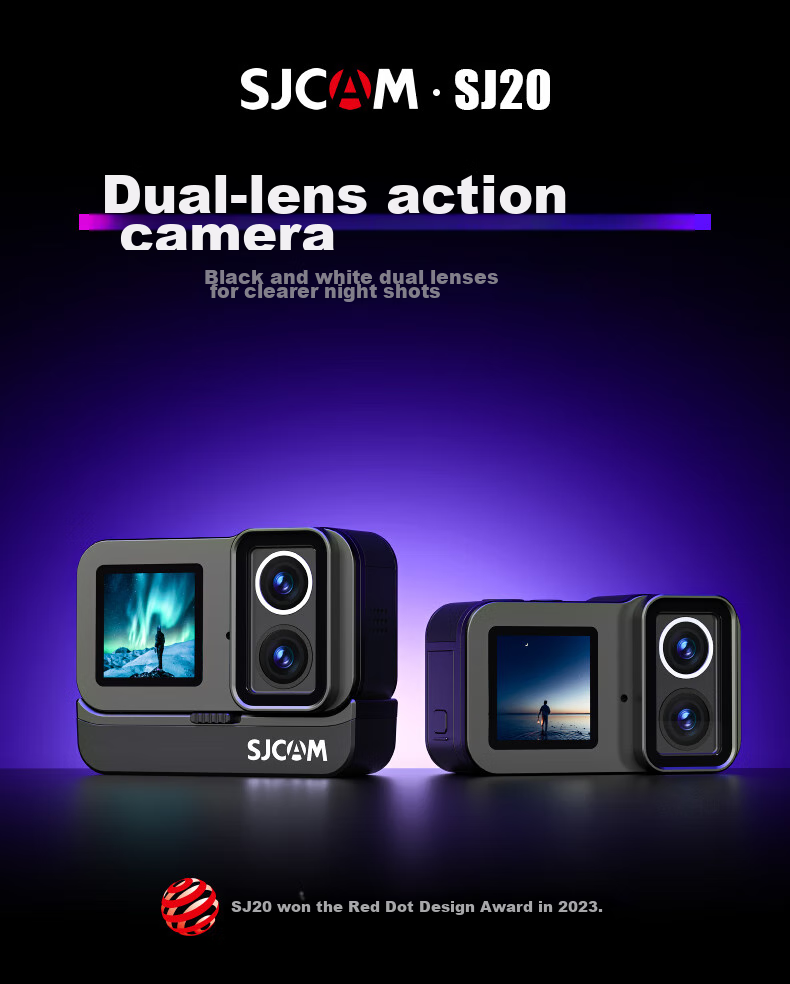 SJCAM SJ20 Night Shooting Dual Lens Anti-Shake Waterproof Action Camera Motorcycle Helmet Riding Recorder Outdoor Live Streaming Pre-Recording Vlog Fishing Head-Mounted Camera 128 4