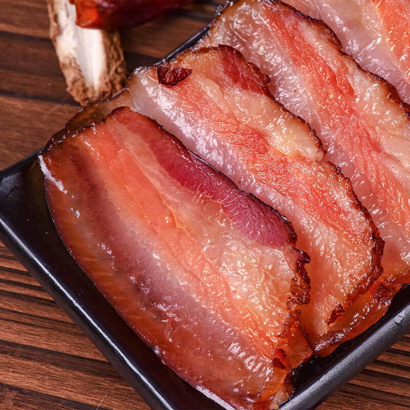 杨大爷柴火烟熏腊味四川风味特产咸肉五花川味腊肉1斤装500g 需烹饪食用