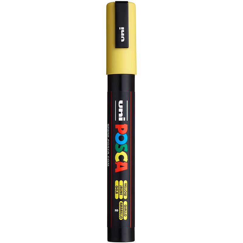 Uni Mitsubishi POSCA Acrylic Marker (Medium Size) Yellow Single PC-5M Brush for Posters, Advertising Signs, Drawing, Hand-Drawing, Graffiti, Painting And Watercolor