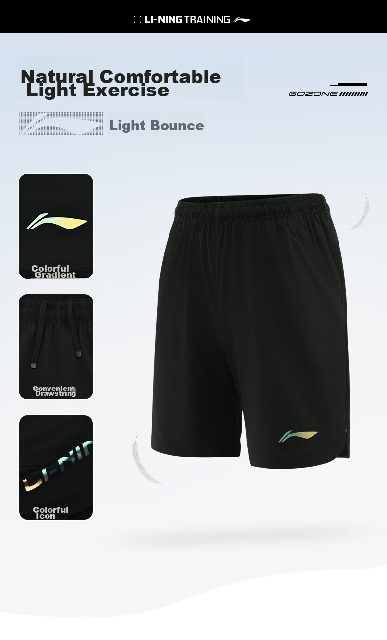 Li-Ning Badminton Shorts for Men, Spring And Summer Comfortable Breathable Sports Sweat-Absorbing Competition Training Pants, Black, Size S 9