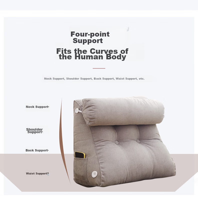 Hengyuanxiang Bed Head Triangle Cushion, Enlarged Car Backrest, Removable And Washable, Sofa Lumbar Support, Office Back Protection Pad, 55*25*50 12