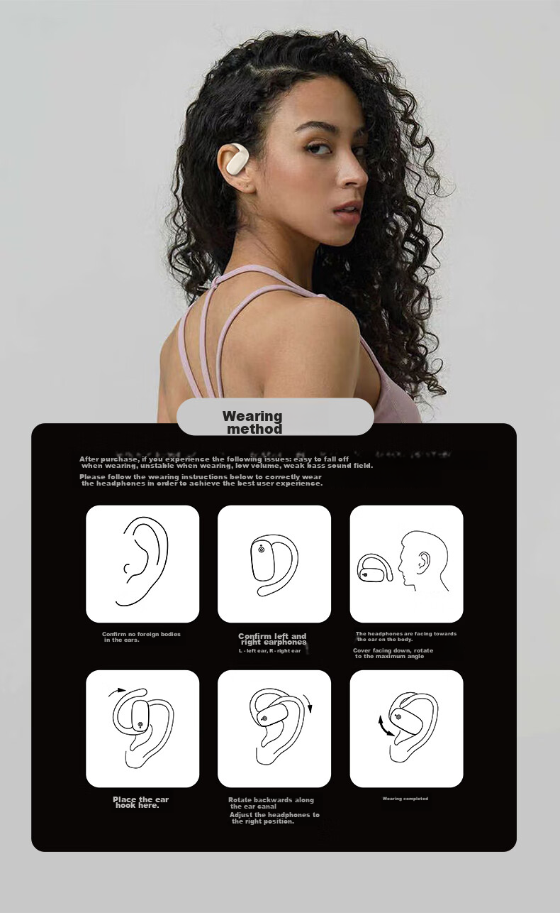 Newmine Q3 Open-Ear Bluetooth Headphones, Bone Conduction Concept, True Wireless, Ear-Hook Style, Not In-Ear, Sports Running, Long Battery Life, Noise Reduction, Clip-On Earphones, Compatible with Xiaomi, Apple, Huawei 15