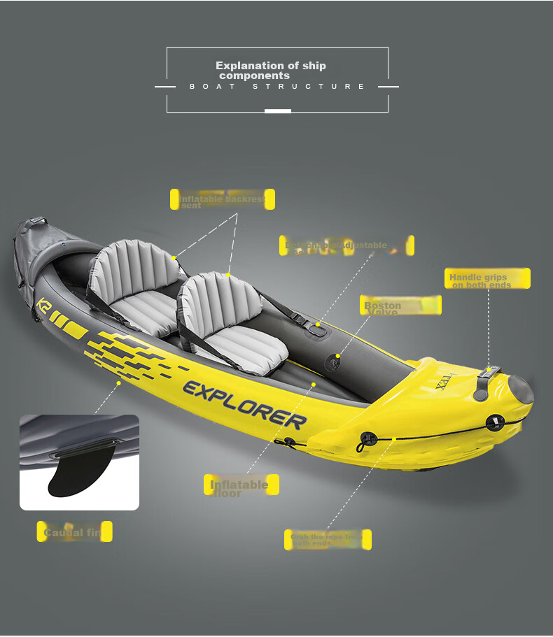 INTEX Challenger Two-Person Inflatable Boat, Thickened Rafting Kayak, Single Or Double Fishing Boat, Wear-Resistant Assault Boat 68306 16