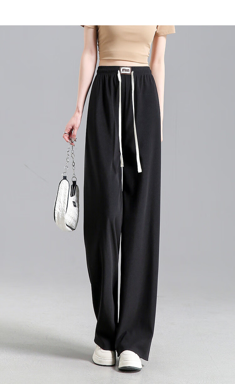 Dme [Refined Light Urban Draping Pants] Spring And Autumn Lightweight Elastic Waist Long Pants for Women, Casual Trousers 3
