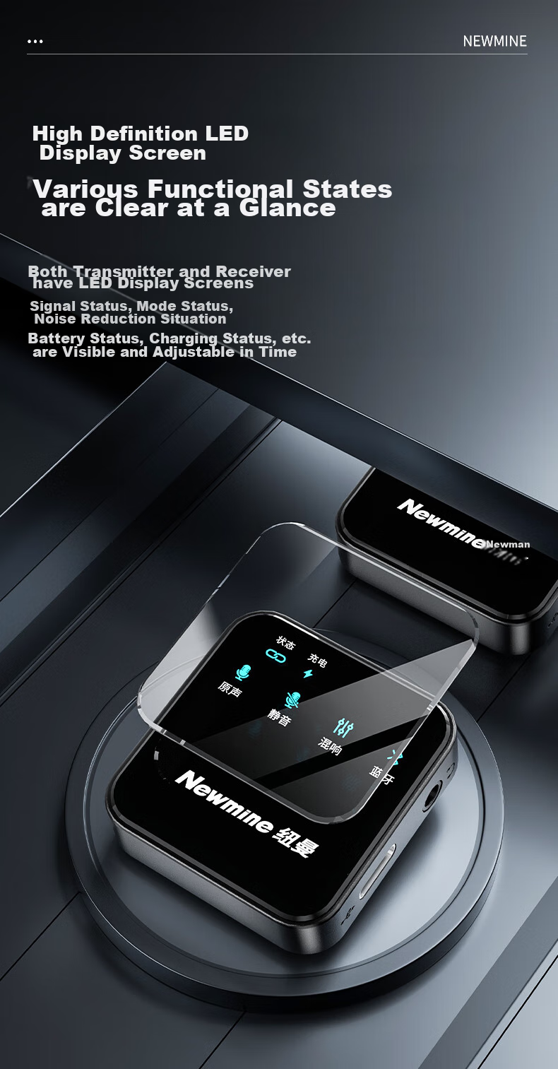 Newmine MC205 Wireless Microphone, Clip-On Live Streaming Mic, Dual-Channel Outdoor Video Recording Vlog Interview Audio Recording Noise-Cancelling Microphone, Mobile Phone And Computer Sound Pickup Condenser Mic 17