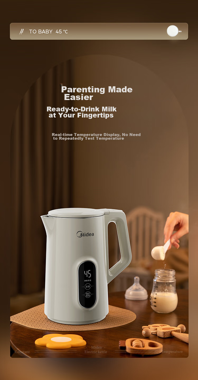 Midea Electric Kettle with Automatic Shut-Off And Temperature Control, 316L Stainless Steel, Baby-Safe Grade, 7 Temperature Settings, 1.7L Large Capacity, 17X304-PRO 5