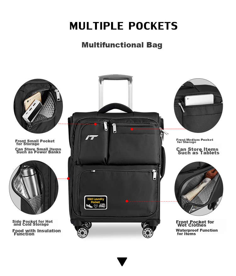 INTERNATIONAL TRAVELLER British IT Suitcase, Check-In Luggage, Spinner Wheels, Ultra-Lightweight, 28-Inch Oxford Cloth Soft Case, 1157 Red 4