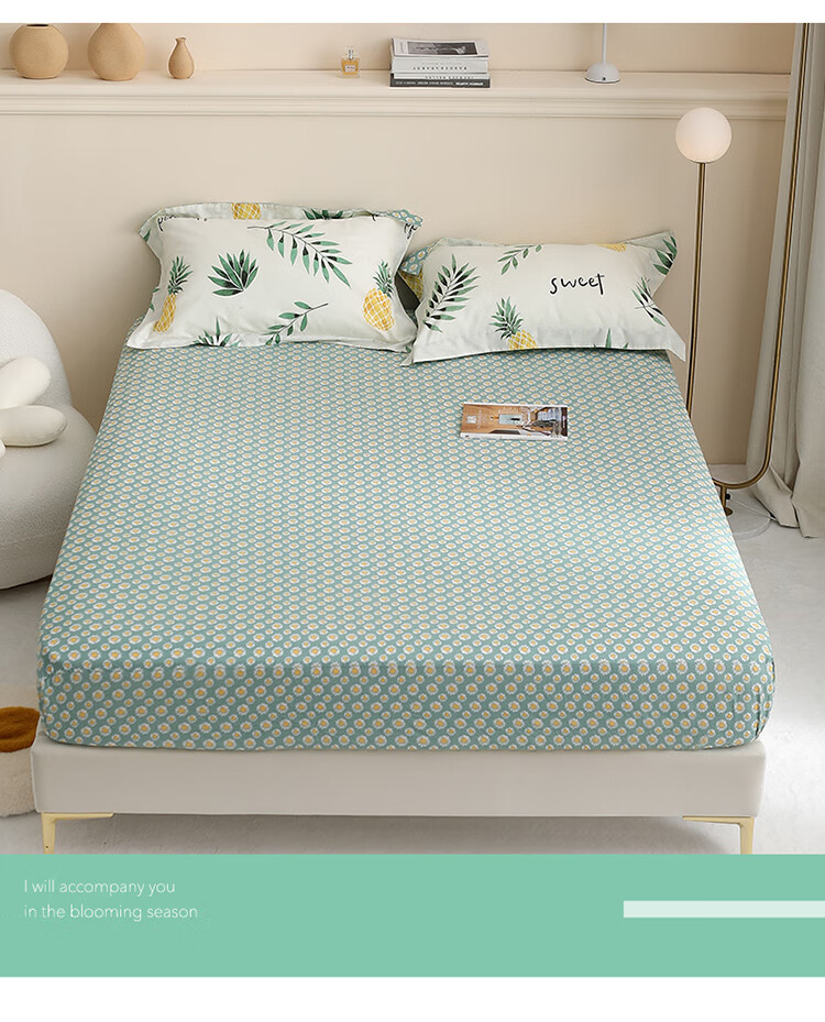 Dohia Pure Cotton Fitted Sheet, Bedspread, Mattress Protector, Single Piece, for 1.8m Bed, 200*180cm 3