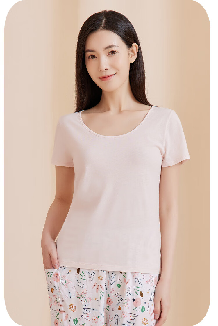 Yiershuang [60 Pieces 100% Pure Cotton] Women's Undershirt Short Sleeve Round Neck All-Cotton Soft Comfortable Base Shirt Pajama T-Shirt 15