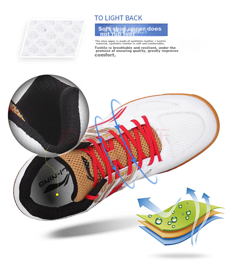 Li-Ning Table Tennis Shoes for Men, Professional-Grade Table Tennis Sports Shoes, National Team Ma Long's Signature Model, White And Gold, Size 41.5 12