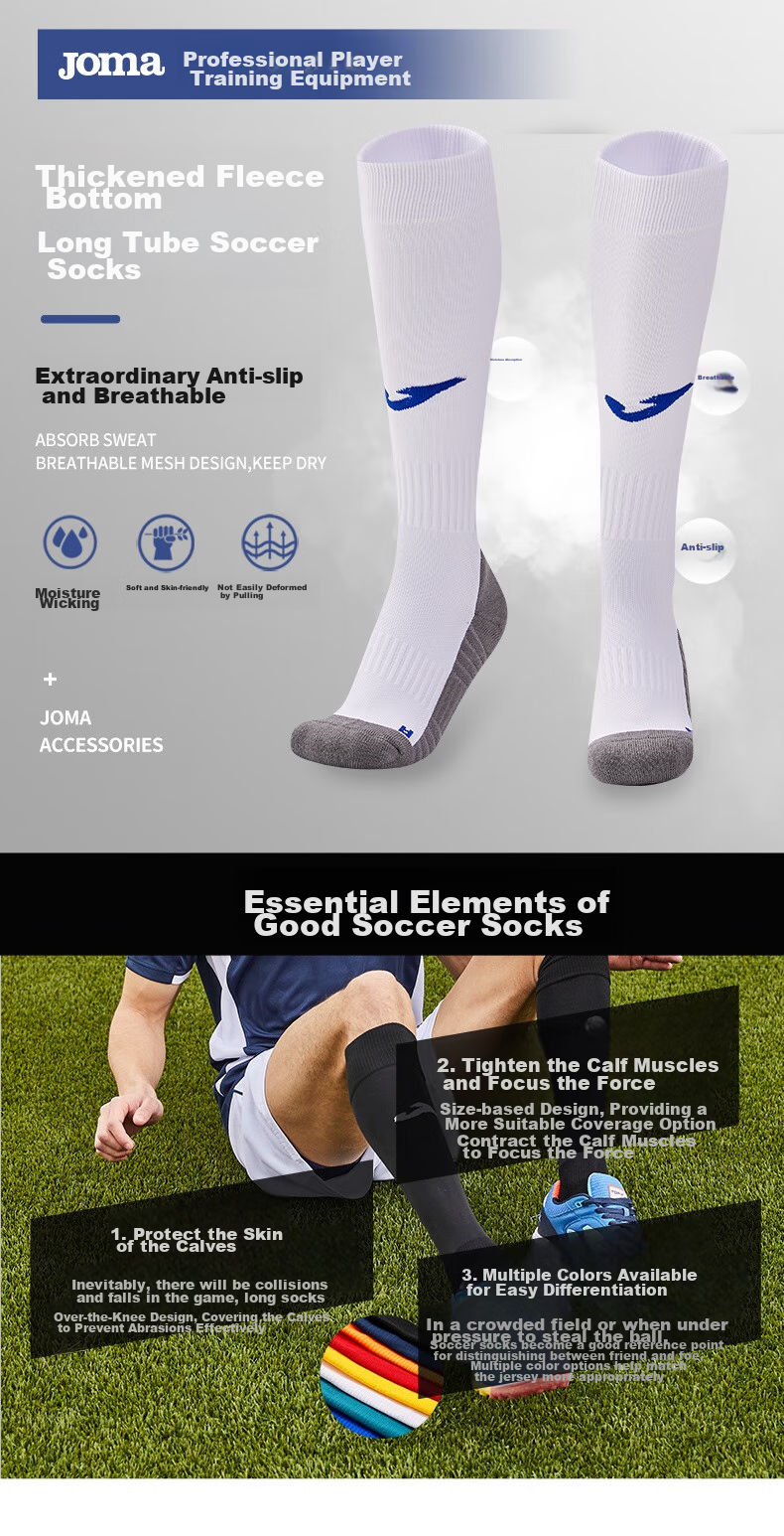 JOMA Soccer Socks, Long Tube Children's Thick Terry Bottom, Non-Slip Wear-Resistant Breathable Football Sports Socks, Running Basketball Training Socks 1