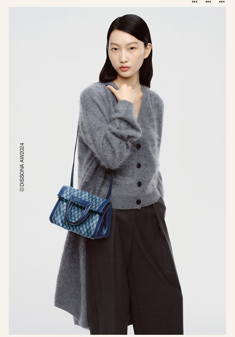 DISSONA Women's Handbag, Monogram Shoulder Bag, Lucky Coin Purse, Tote Bag, Commuter Bag, Denim Color 3