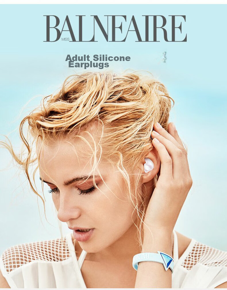 BALNEAIRE Adult Silicone Earplugs, Waterproof, Soft-Fitting, Fashionable, Versatile, Professional Swimming Gear, SEP07, Deep Purple-Blue 2