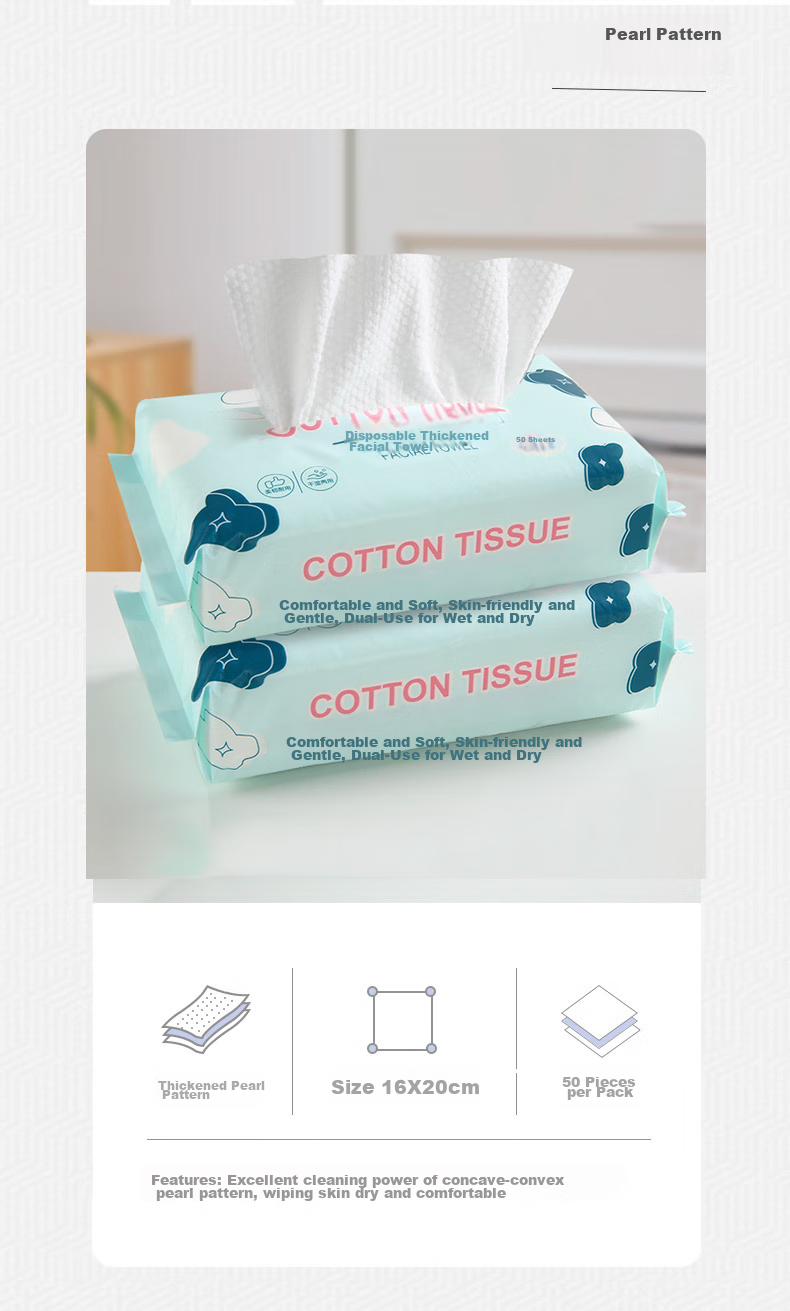 KING SHORE Disposable Face Towels, Thickened Wet And Dry Dual-Use Cleansing Wipes, Portable Pearl Texture, 20*20cm, 3 Packs 3