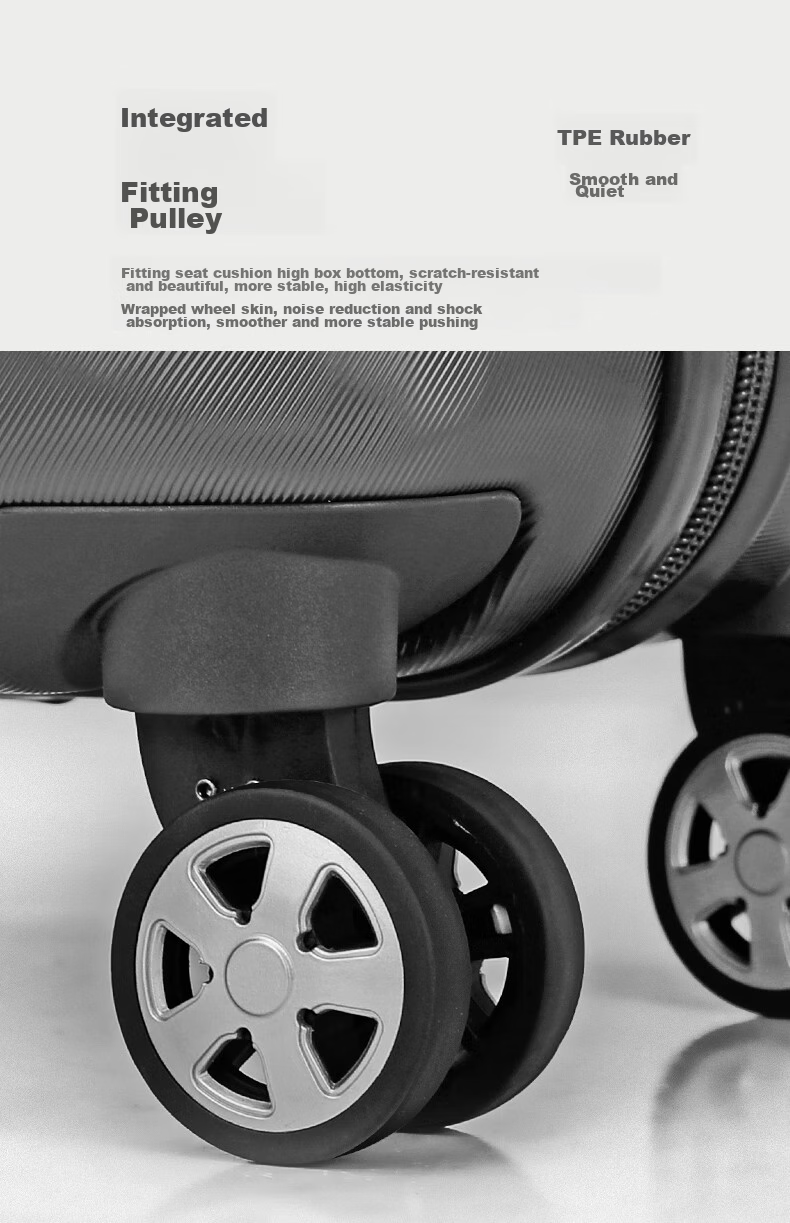 SUMMIT Luggage 18-Inch, Compact Quiet Spinner Wheels, Scratch-Resistant High-End Business Carry-On Suitcase PC338 Black 8