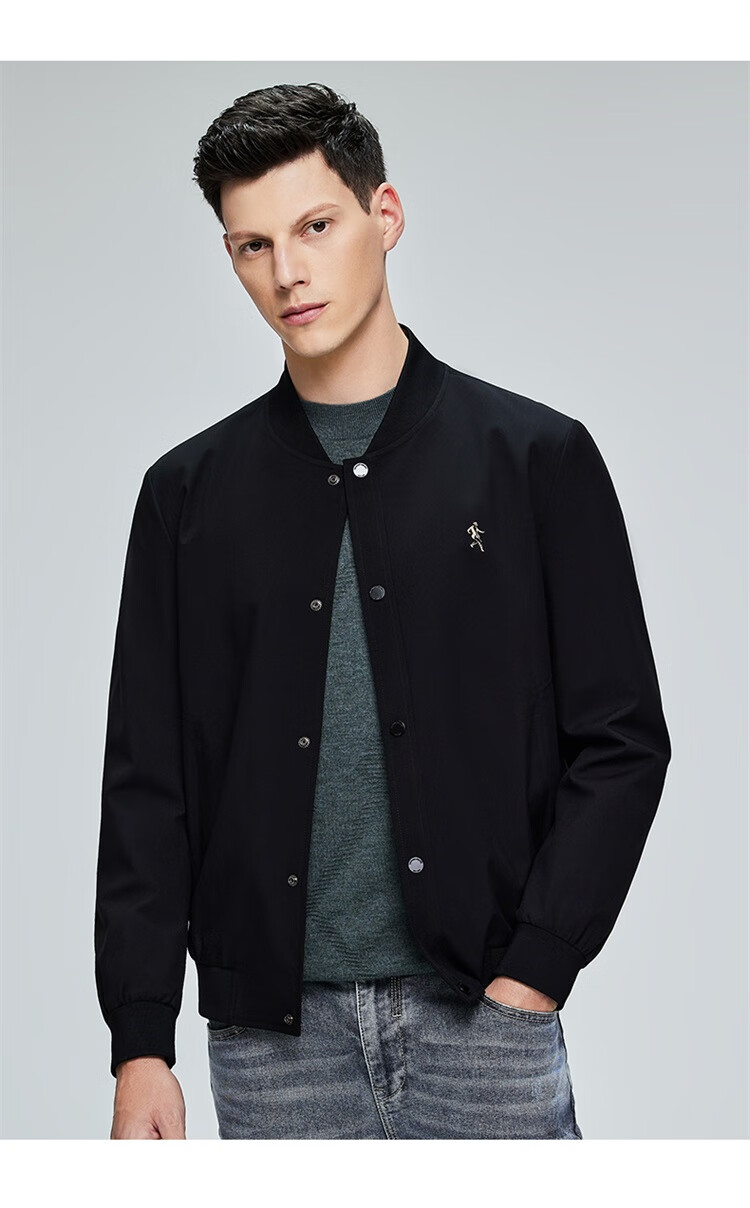 DANCING WOLVES [Custom Lining] Commuter Baseball Jacket, Easy-Care Men's Outerwear, 103 Gray Blue, M (170) 8