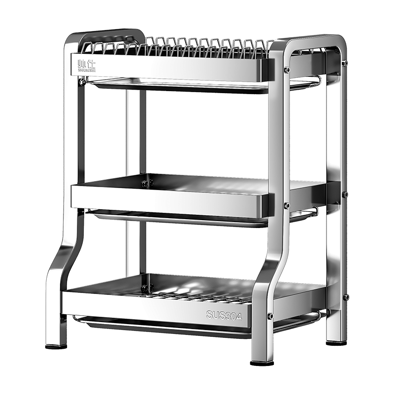 Shuaishi Kitchen Dish Drainer Rack, Storage Bowl Holder, 304 Stainless Steel Organizer Shelf, Draining Bowl Rack, Utensil Storage Box