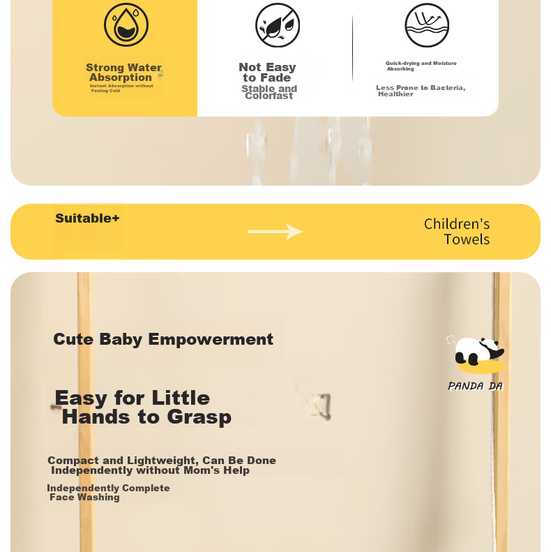Grace Towels, Face Washing Class A Children's Towels, 4-Pack, Soft Absorbent Cartoon Children's Face Towels for Sports And Daily Use 14
