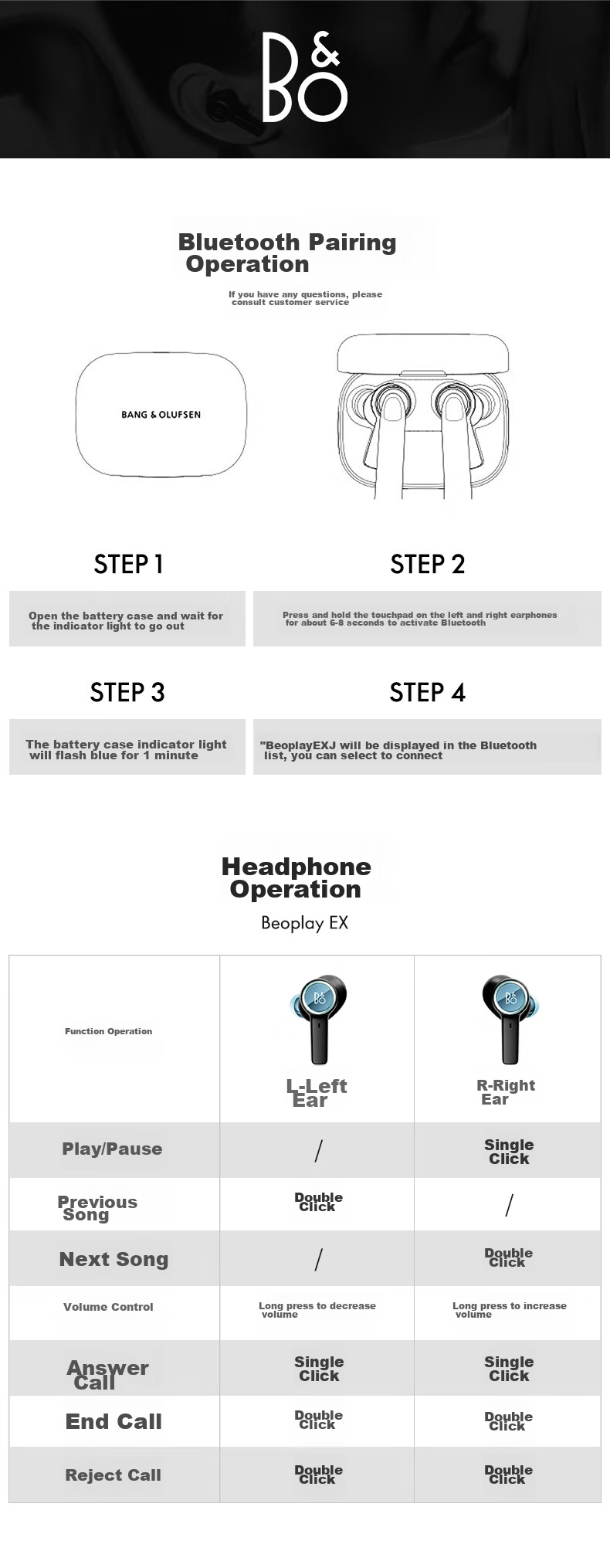 B&O Beoplay EX In-Ear Headphones, Active Noise Cancellation True Wireless Bluetooth Earphones, Wireless Charging Earphones, Holiday Gift, Carbon Blue 11
