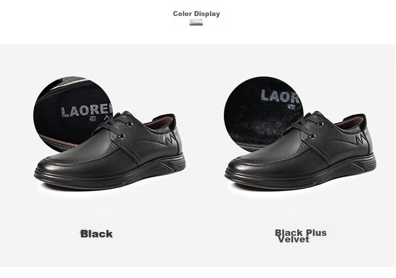 LAORENTOU Men's Leather Shoes, Spring And Autumn Business Casual Shoes, Top-Layer Cowhide Lace-Up Wear-Resistant Non-Slip Men's Shoes LA12049 Black 42 7