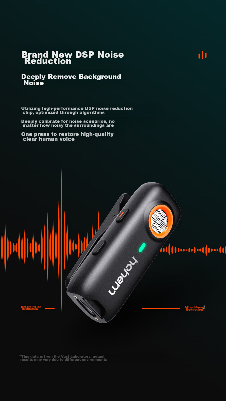 Hohem Mic01 Wireless Microphone, Clip-On Microphone for Live Streaming, Audio Pickup Device for Mobile Phones, Streamer Equipment, Douyin Short Video Recording, Noise Reduction Camera, Compatible with Apple 16 And Android 13