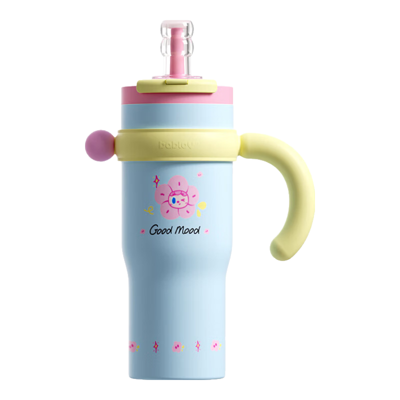 BABLOV Children's Insulated Cup, Large Capacity Straw Cup for Women, Stylish Ceramic Inner Liner Water Bottle, Gift Ice Cup