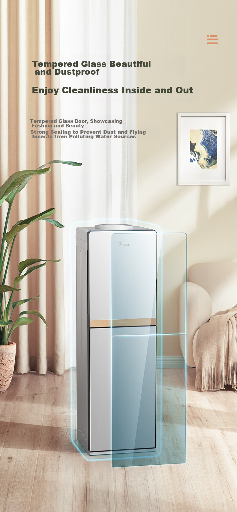 Midea Water Dispenser And Tea Bar Machine, Home Bottom-Loading Water Tank Purifier All-In Stand for Living Room And Office, Multifunctional High-End Bottled Electric Kettle Health Pot YR1611S-X 7