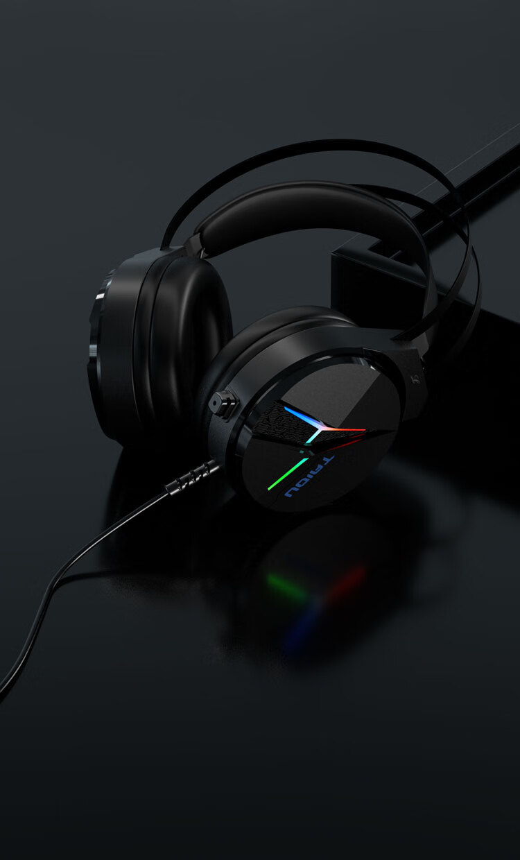 Taidu THS306 Phantom Dragon Eye Gaming Headset Wired USB 7.1 Surround Sound Wing-style Headband PUBG Delta Operation White Blue 16