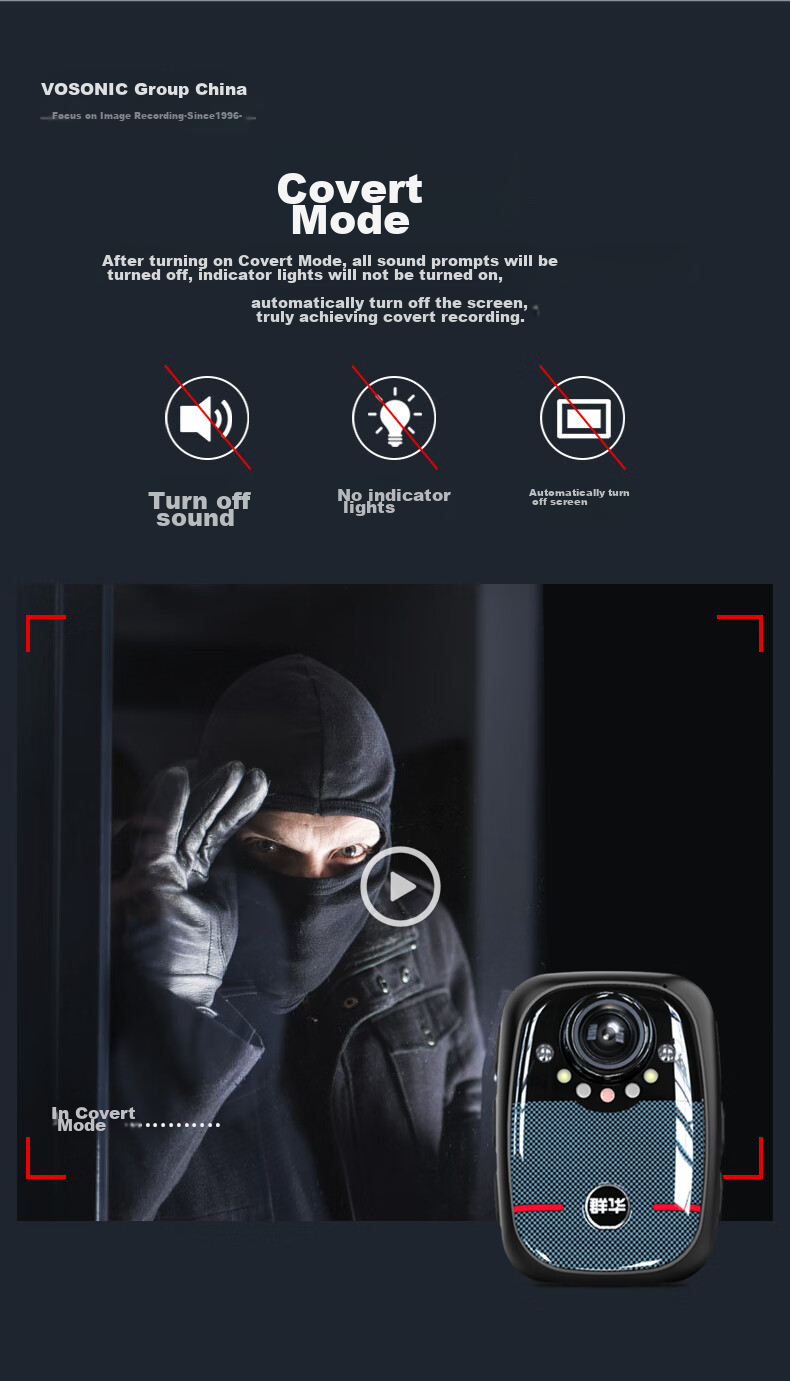 VOSONIC B1 Law Enforcement Body Camera, High-Definition Chest-Mounted Portable Camera, Video Recorder, Portable Inspection Device for Law Enforcement, No Memory Card Required 13
