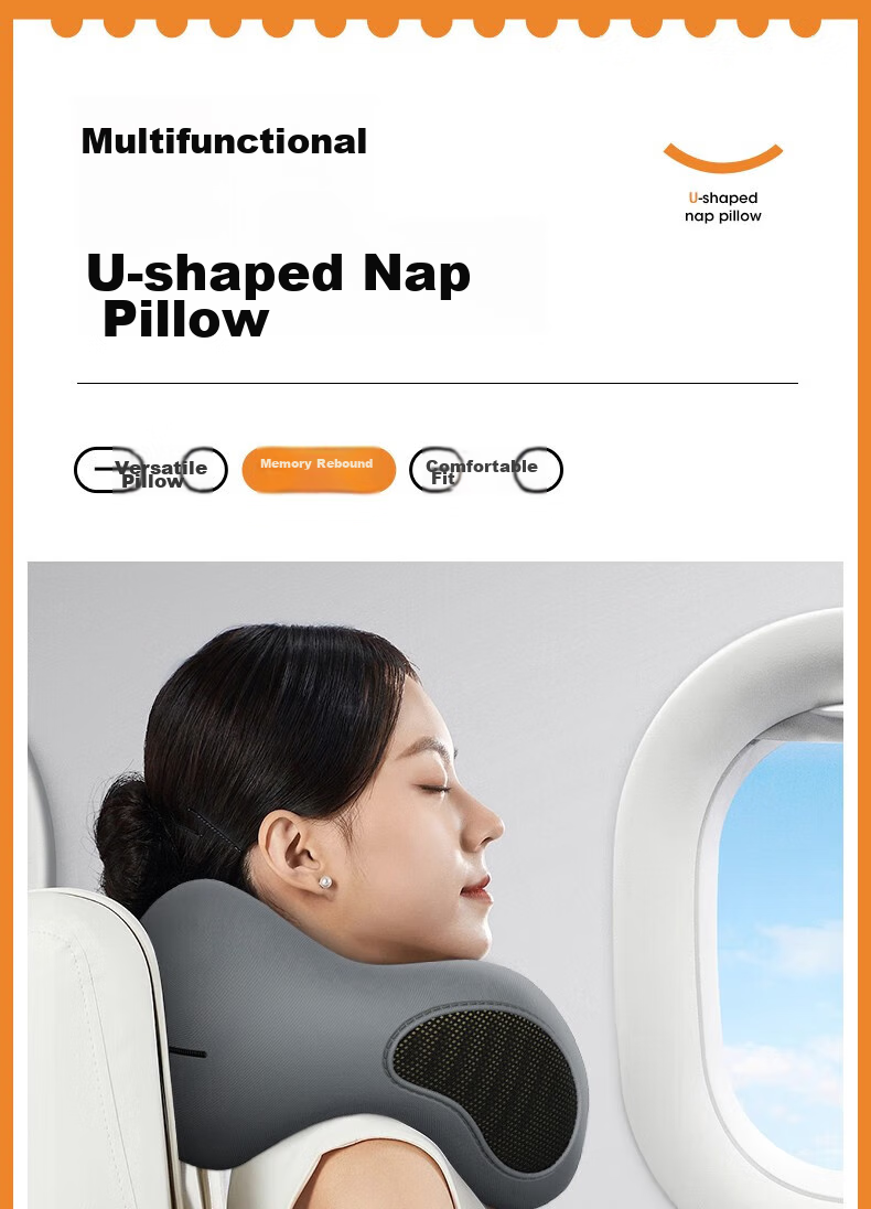 Jingmao U-Shaped Pillow, Nap Pillow, Cervical Pillow, Memory Foam Neck Pillow, Airplane Neck Support Pillow, Travel And Office Sleeping Pillow, Nap Pillow 9
