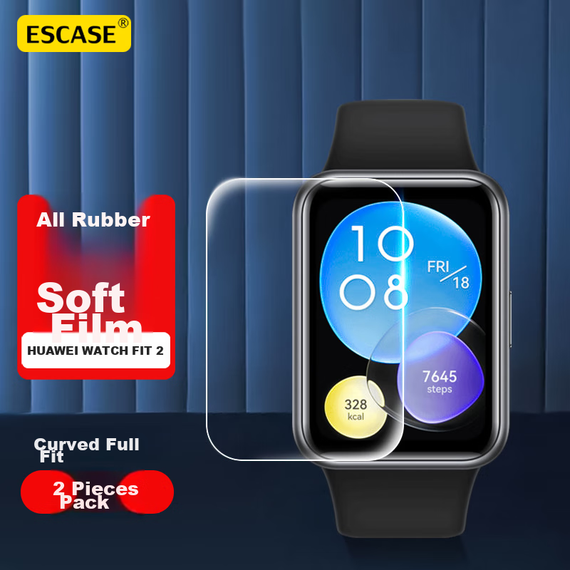 ESCASE [2-Pack] Huawei Watch Fit 2 Watch Screen Protector, Soft Film for Smartwatch, Protective Film with Full Coverage, Anti-Scratch, Anti-Fingerprint, HD Clear Protective Film