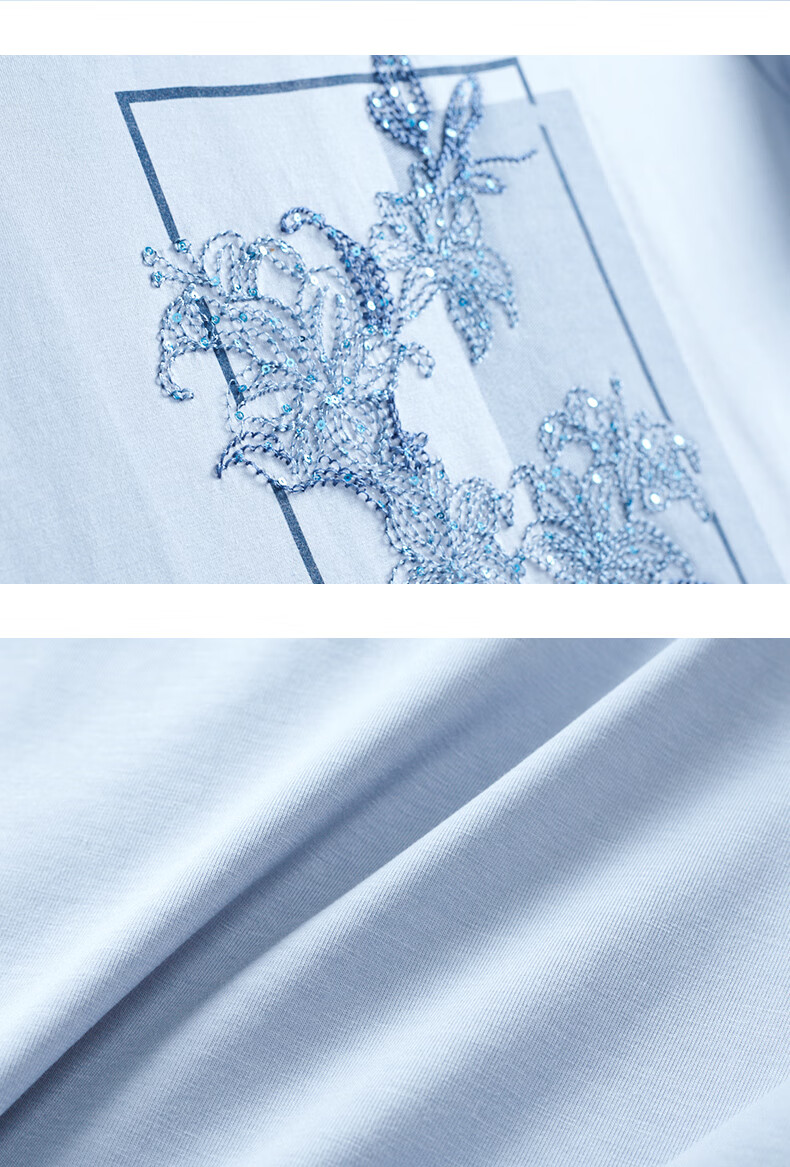 Yanyu Embroidered Short Sleeve T-Shirt Women 2026 Summer Fashion Simple Round Neck Loose Fit Top White L 23